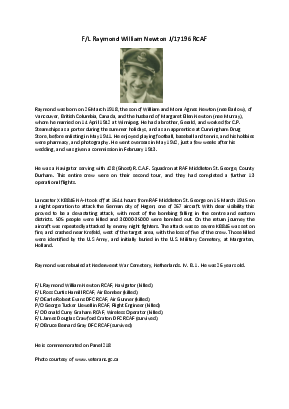 A preview of a PDF biography for Newton, Raymond William